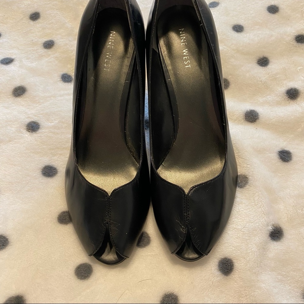 NINE WEST | Peep toe black stiletto heels